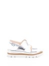 Silver Leather Sandal<BR/>