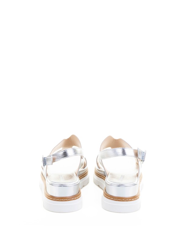 Sandalo argento in pelle