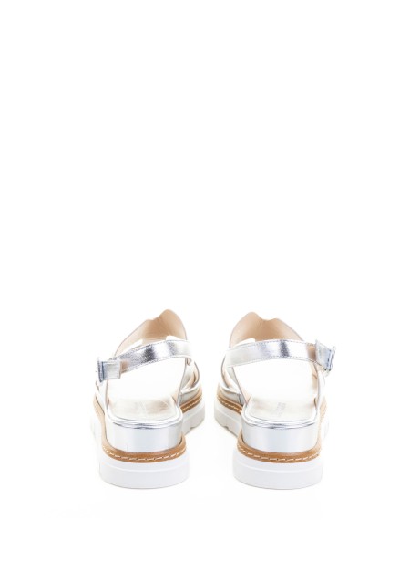 Sandalo argento in pelle