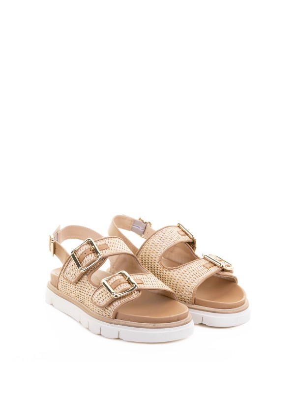 Sandalo beige in rafia