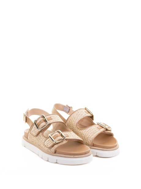 Sandalo beige in rafia