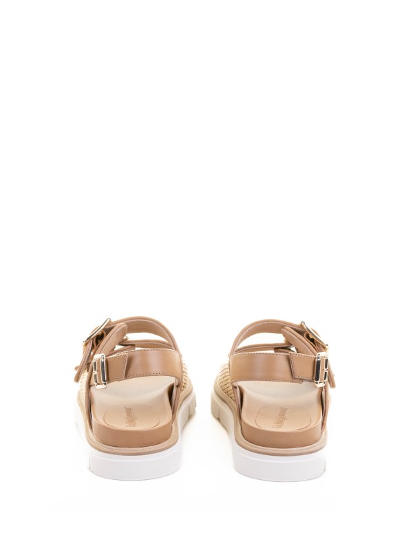 Sandalo beige in rafia