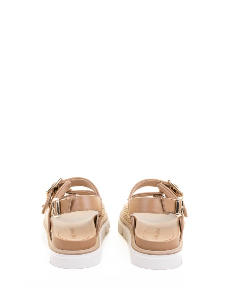 Sandalo beige in rafia