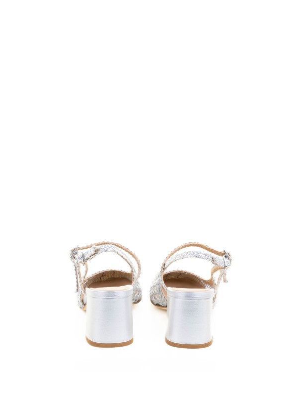 White Perforated Leather Slingback Pump