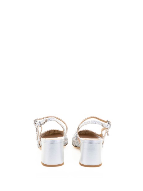 Décolleté slingback bianco traforato in pelle