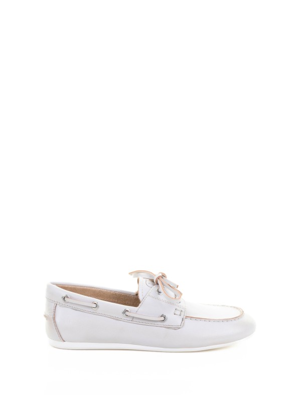 Women's White Leather Boat Moccasin Women's White Leather Boat Moccasin