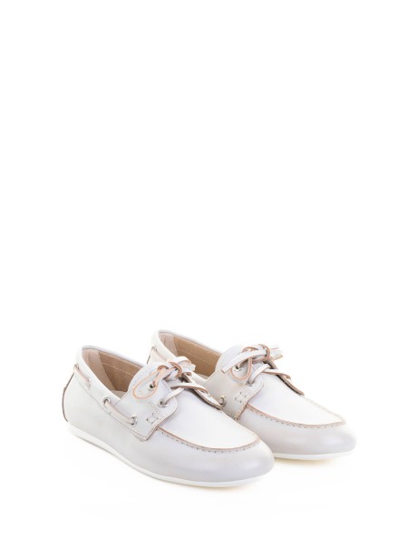 Mocassino da barca donna bianco in pelle