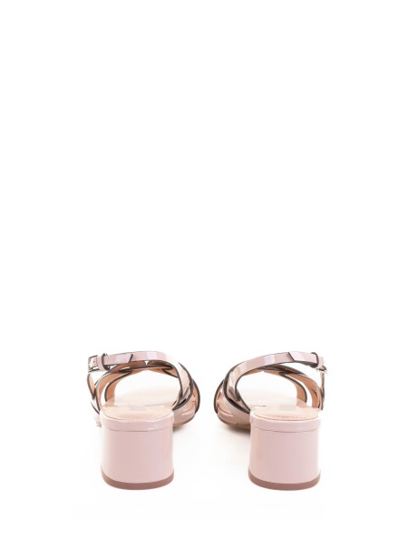 Sandalo nude in pelle