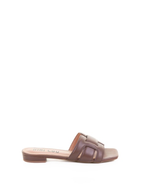Brown Leather Flat Slipper
