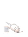 Silver Sandal with Glitter Square Heel