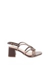 Brown Sandal with Glitter Square Heel