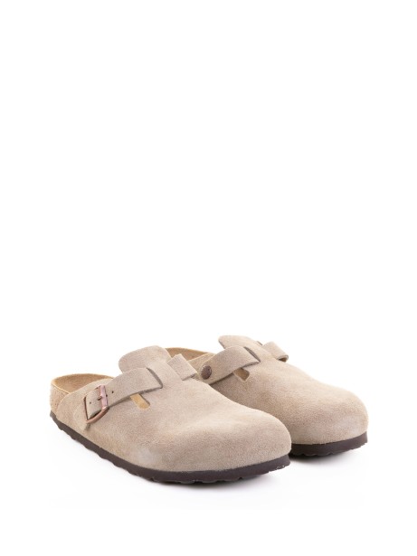 Boston sabot in dove gray suede