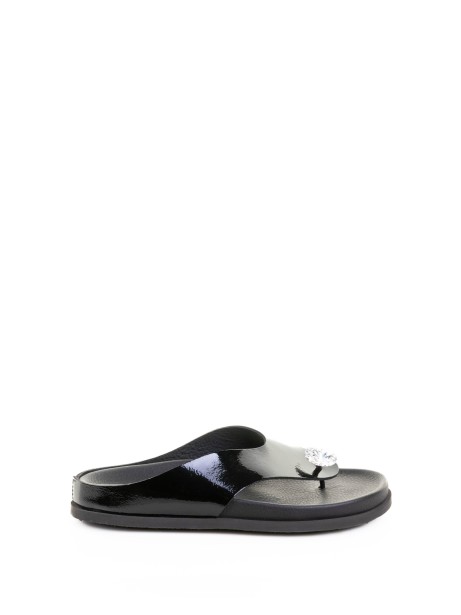 Black Leather Flip Flops