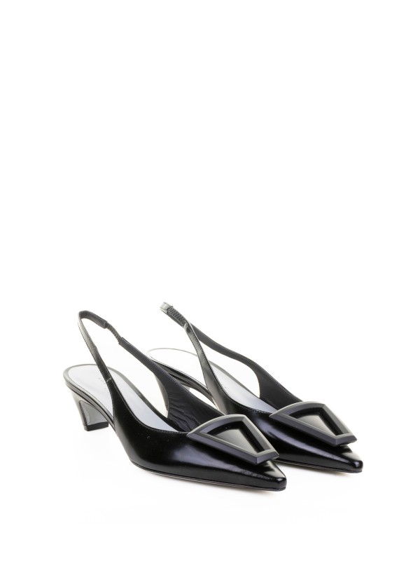 Pointed Slingback Pump in Brushed Stone