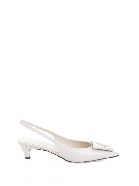 Pointed Slingback Pump in Brushed Stone