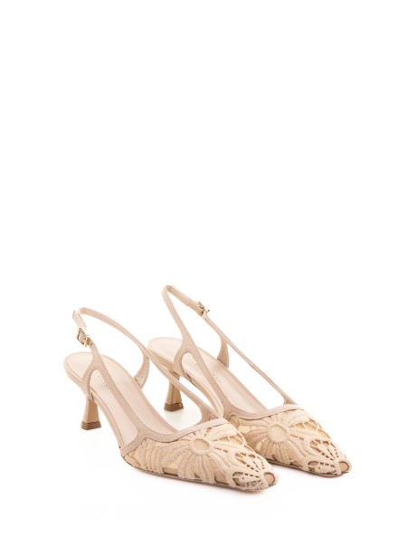 Décolleté Slingback in fabric and mesh