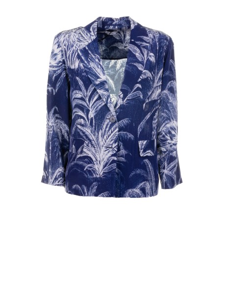 Single-breasted jacket with palm pattern