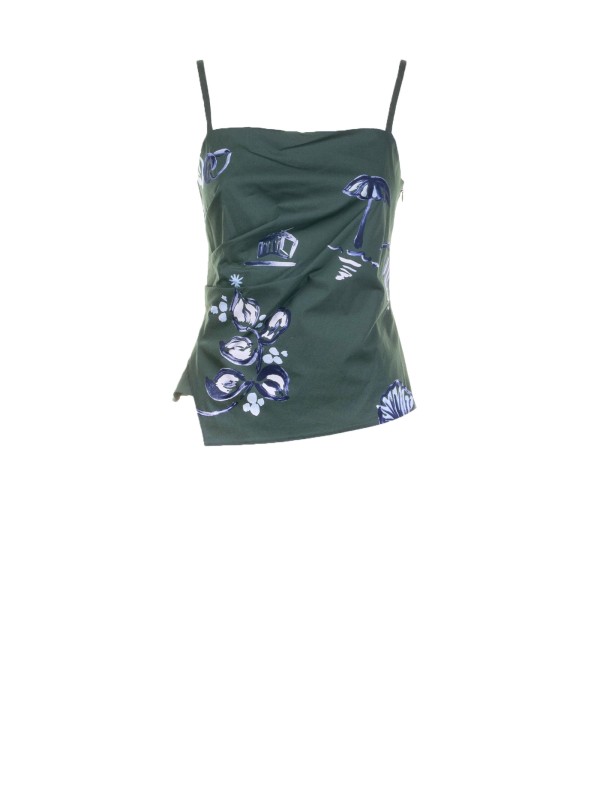 Green top with floral pattern