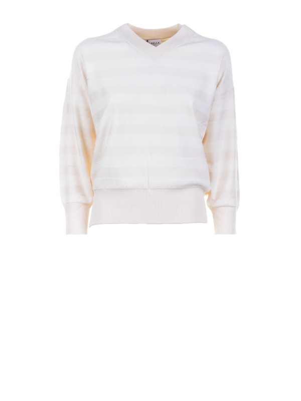 Maglia scollo a V a righe