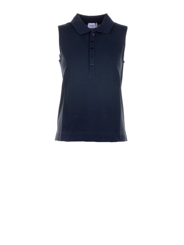 Navy Blue Sleeveless Polo