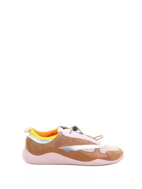 Multicolor sneaker in suede and fabric