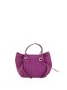 Shopping bag orchidea in pelle e paglia