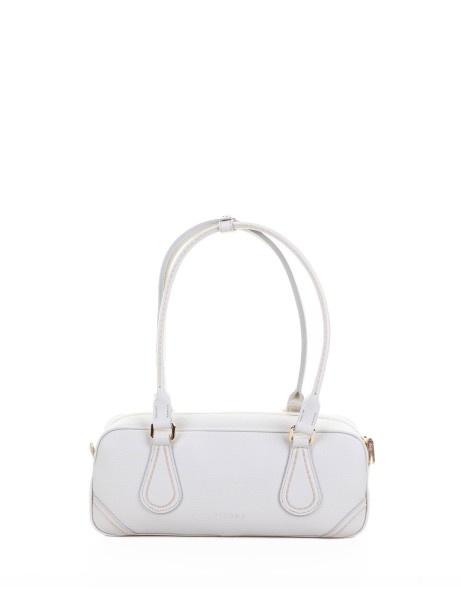 Borsa bauletto bianca in pelle