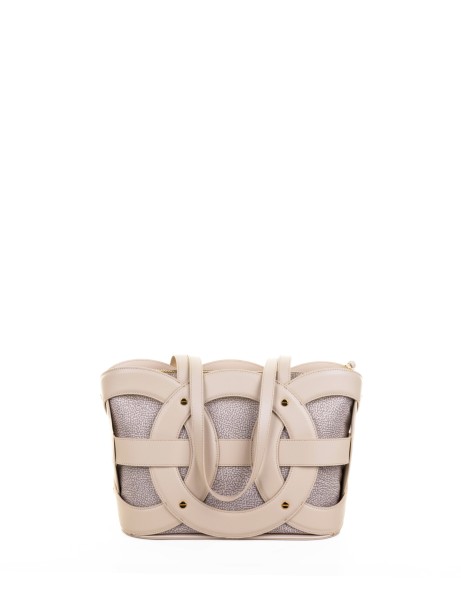 Shopping bag All Around in recycled jacquard fabric and leather
