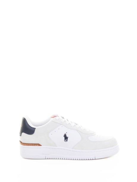 Sneaker bianca in pelle con logo navy Sneaker bianca in pelle con logo navy