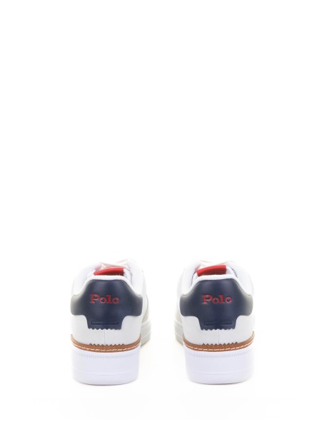 Sneaker bianca in pelle con logo navy
