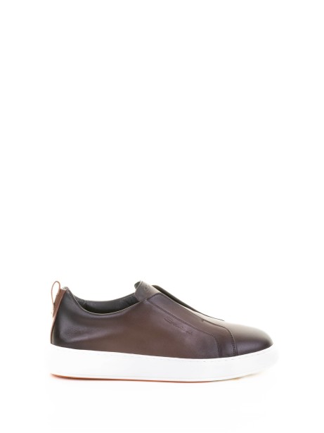 Brown Leather Slip On Sneaker
