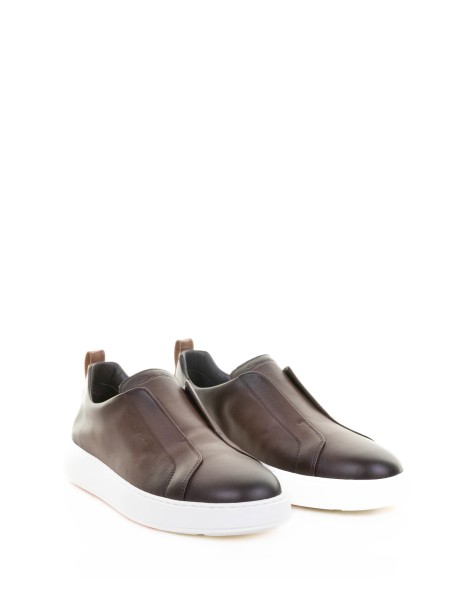 Sneaker slip on marrone in pelle 2