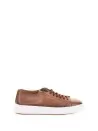Sneaker marrone in pelle e fondo gomma