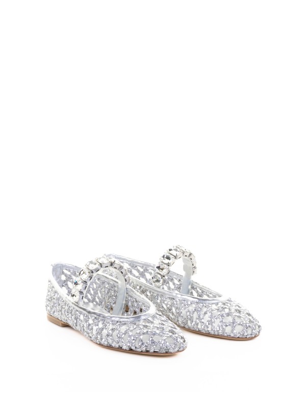 Ballerina donna argento traforata con strass