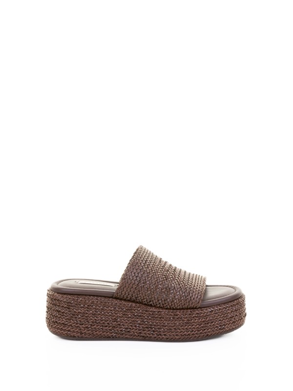 Ciabatta platform marrone in pelle Ciabatta platform marrone in pelle