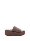 Brown Leather Platform Slipper