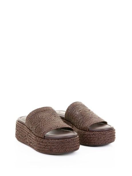 Brown Leather Platform Slipper 2