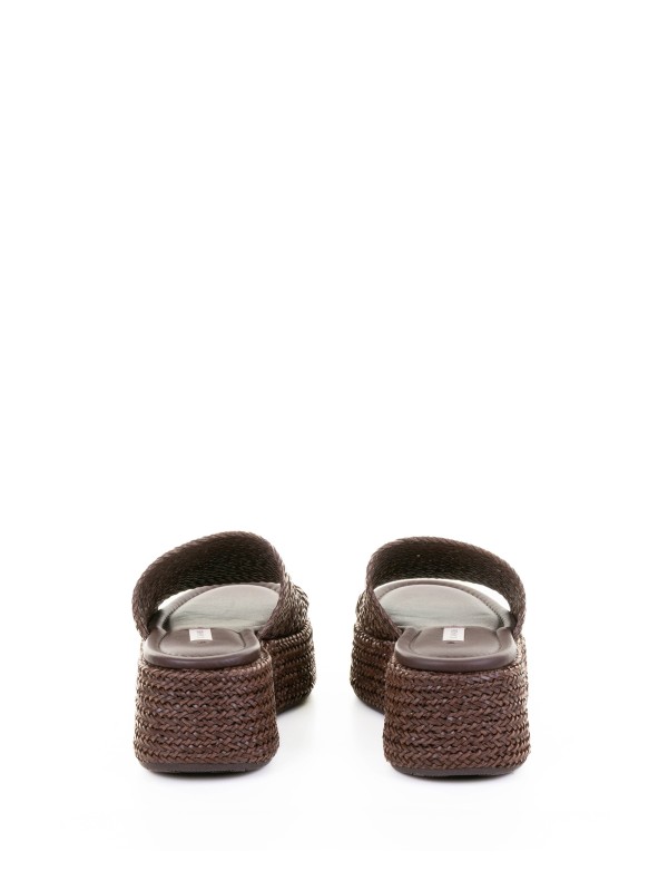 Brown Leather Platform Slipper