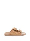 Fabric slipper with rubber sole