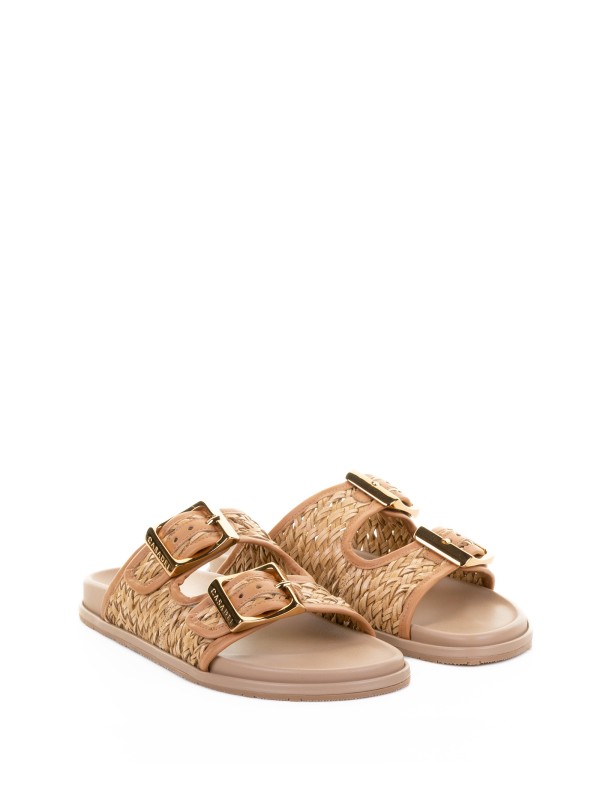 Fabric slipper with rubber sole