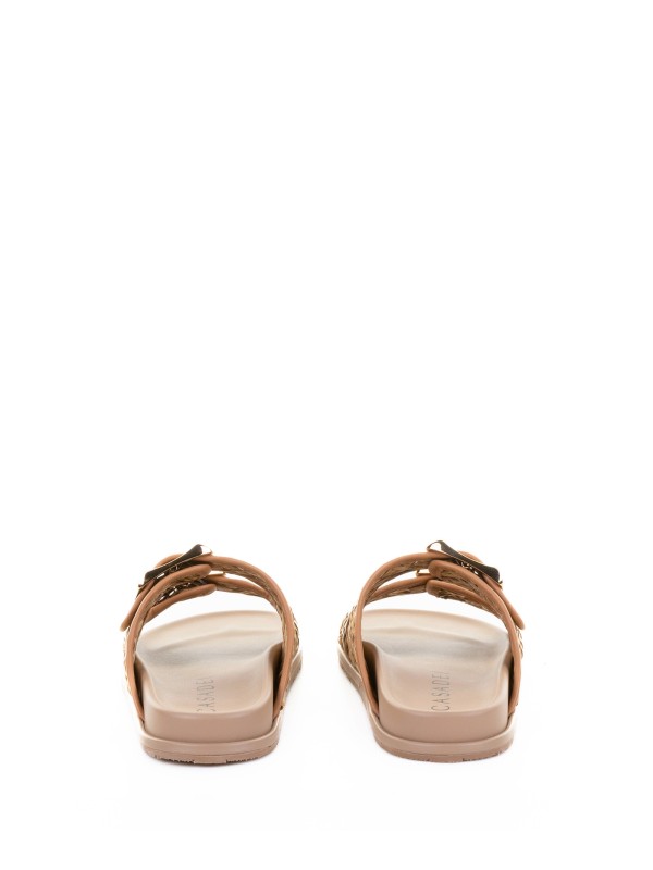 Fabric slipper with rubber sole