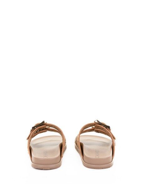 Fabric slipper with rubber sole