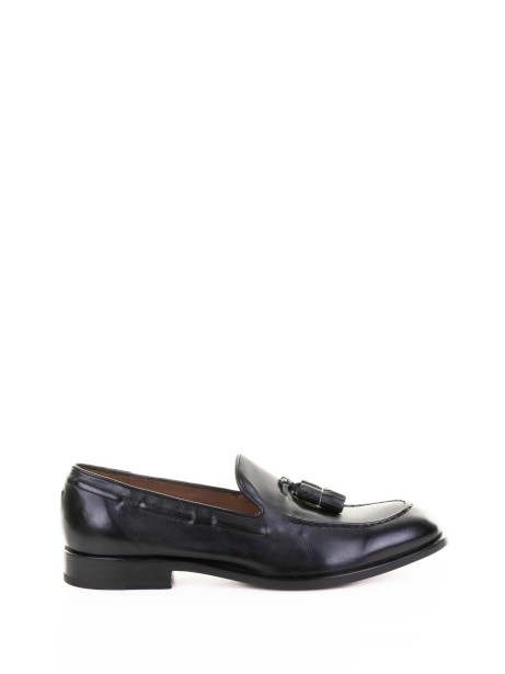 Men's Black Leather Moccasin with Tassels