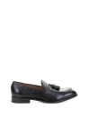 Mocassino nero uomo in pelle con nappine