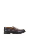 Mocassino marrone in pelle intrecciata