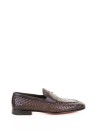 Mocassino marrone in pelle intrecciata