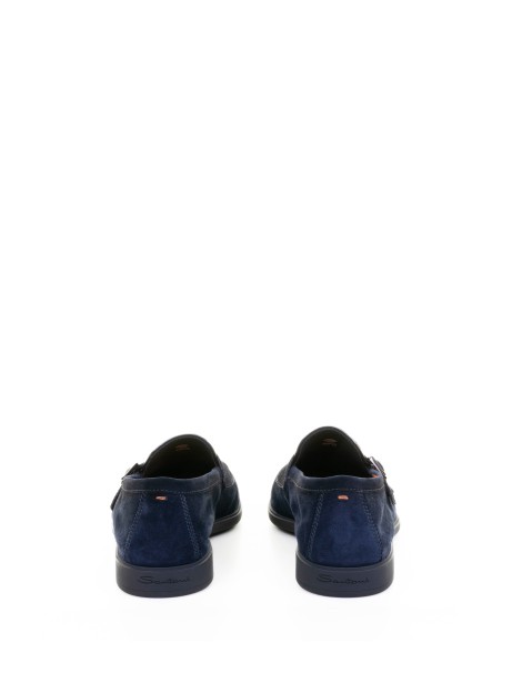 Mocassino Blu doppia fibbia in suede