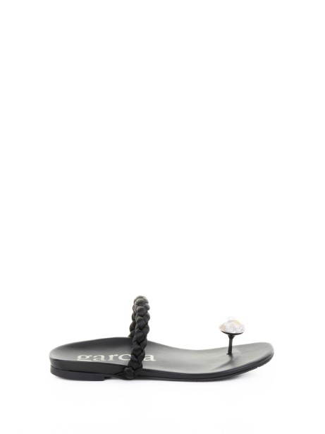 Black nappa flip flops