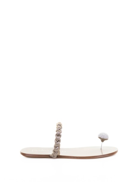 Silver Leather Flip Flops