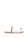 Silver Leather Flip Flops